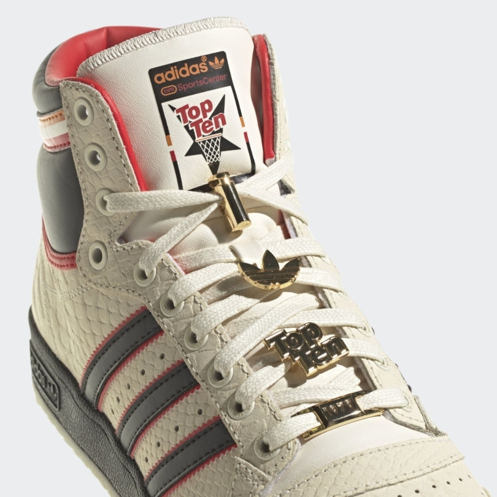 Adidas x ESPN Top Ten Hi Top sneaker in Beige/Black/Red Sz 13 - Picture 3 of 16